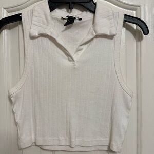 Forever 21 White collared crop top